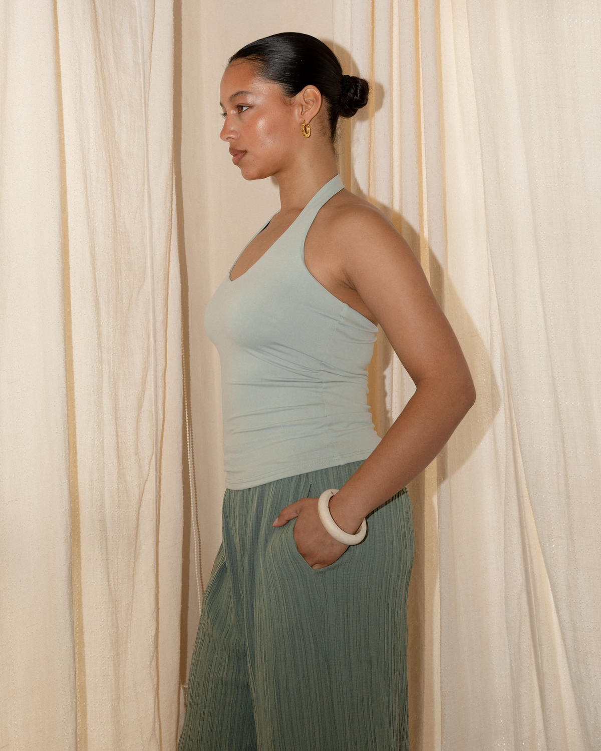 Butter Halter Top in Green - Bump Friendly Basics - The Lullaby Club
