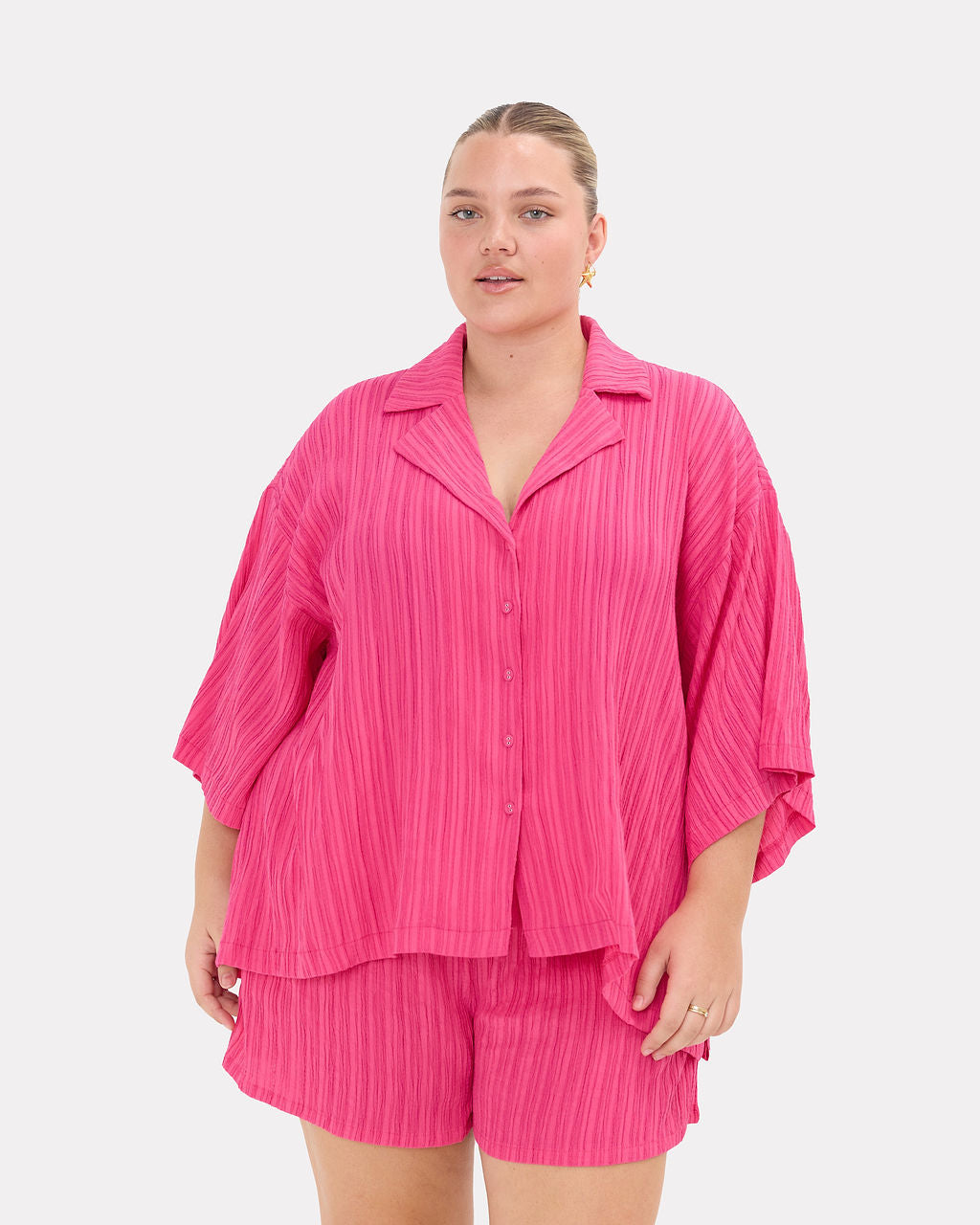 Matilda Shorts in Flamingo Crepe - Extended Size Range AU 6-26 - The Lullaby Club