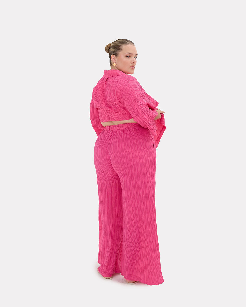 Posey Pants in Flamingo Crepe - Wide Leg Fit - The Lullaby Club