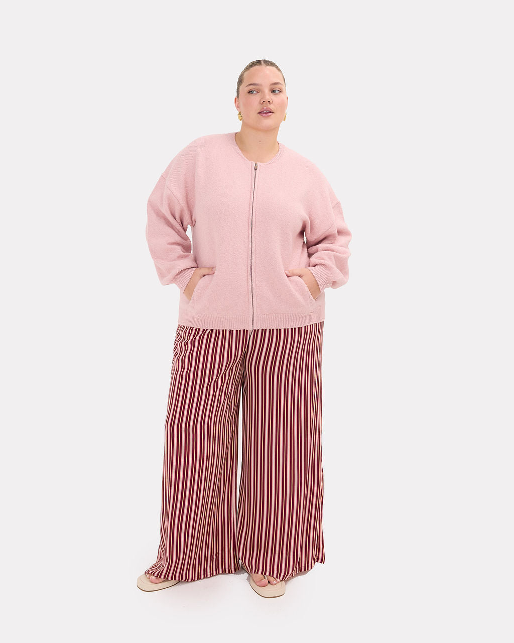 Sophie Knit Bomber in Dusty Rose | Extended Size Range | The Lullaby Club