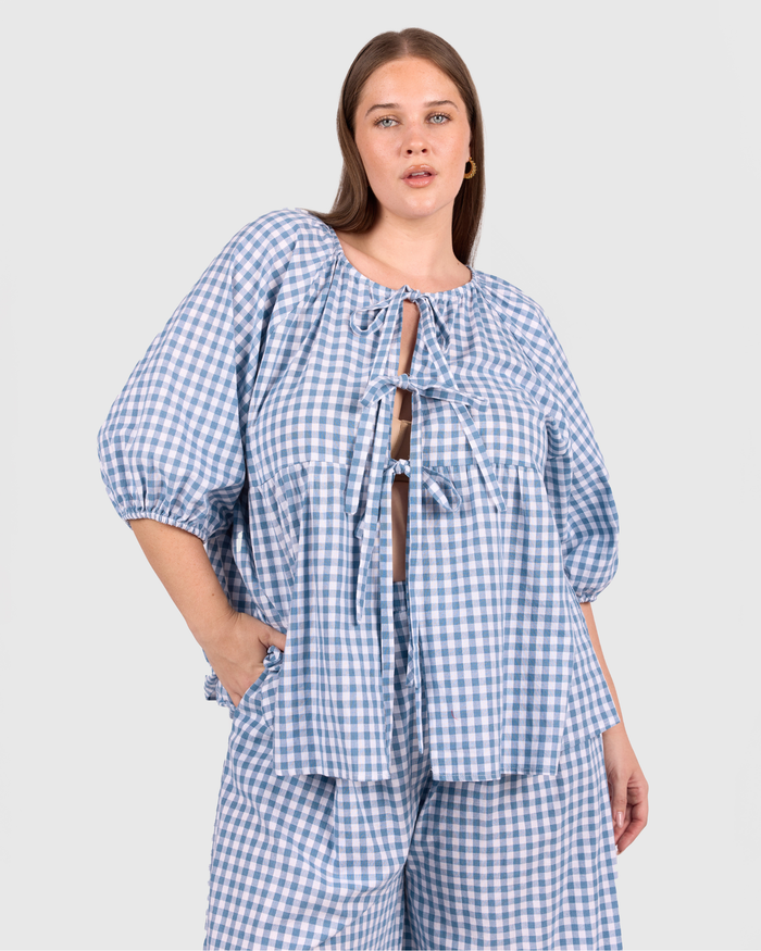 FINAL SALE | Florence Top | Blue Gingham