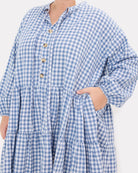Avalon Smock Dress in Blue Gingham - Functional Pockets - The Lullaby Club