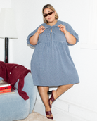 Florence Dress in Navy Gingham - Mini Dress in Extended Size Range AU6-26 - The Lullaby Club