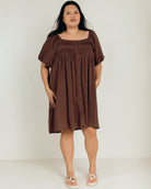 Harper Mini Dress in Chocolate - Breastfeeding Friendly Dress - The Lullaby Club