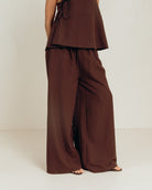 Lola Pants in Chocolate Pinstripe - Pinstripe Trousers with Functional Pockets - The Lullaby Club 