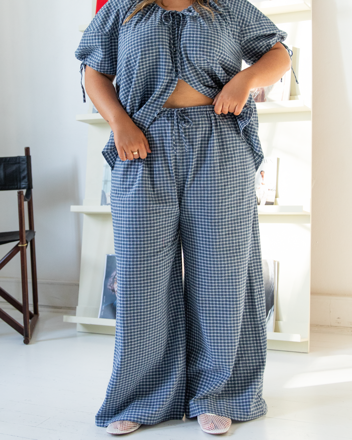 Lola Pants | Navy Gingham
