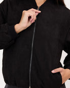 Lucia Bomber in Black | Functional Pockets and Zip | The Lullaby Club