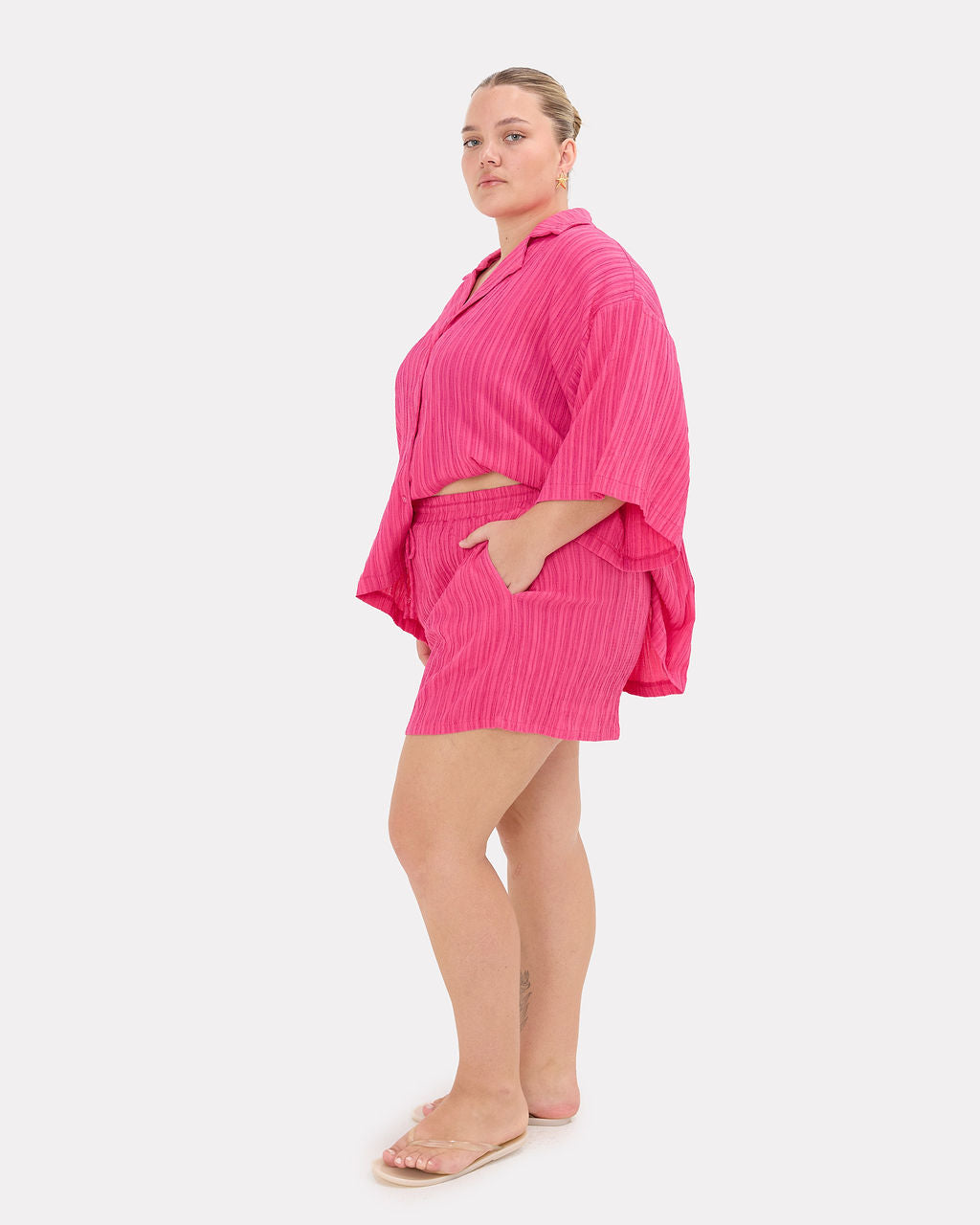 Matilda Shorts in Flamingo Crepe - Functional Pockets - The Lullaby Club