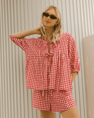 Matilda Maternity & Everyday Shorts - Red Gingham | Plus-Size & Postpartum Friendly Lounge Shorts