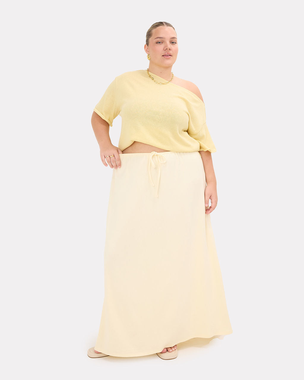 Mia Skirt in Lemon | Adjustable Elastic Waistband | The Lullaby Club