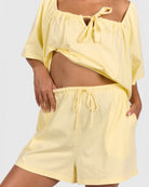 Ocean PJ Shorts in Lemon - Pockets - The Lullaby Club 