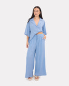 Posey Pants in Sky Crepe - Maternity Friendly Pants - The Lullaby Club